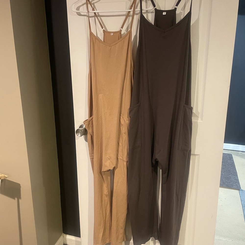 Stylish Women's Jumpsuit in Tan and Grey